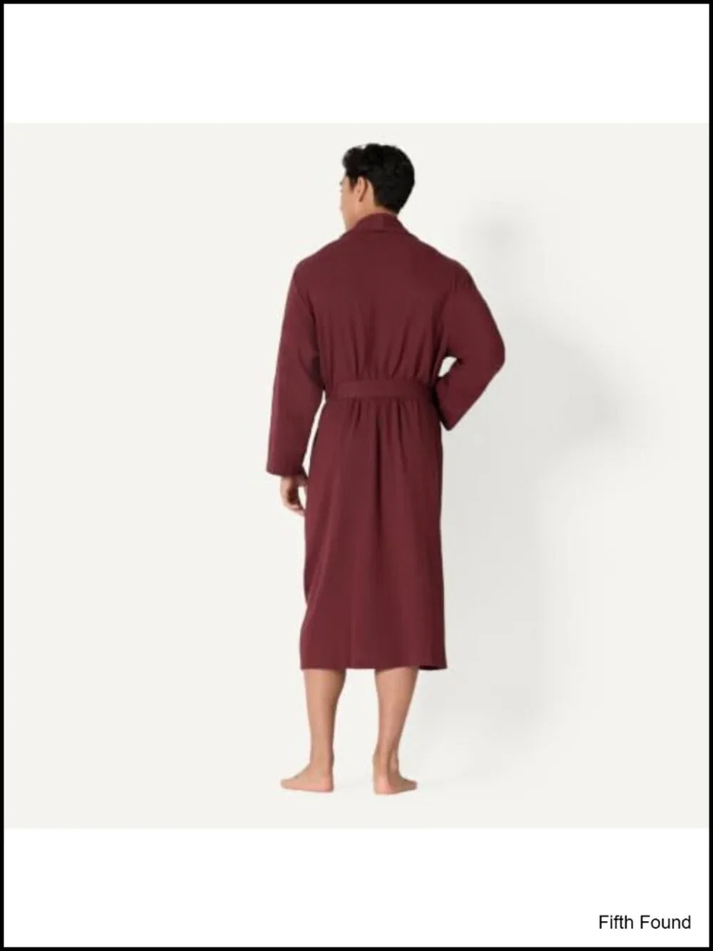 Men's Lightweight Cotton Waffle Bath Robe Mid-Length Loungewear